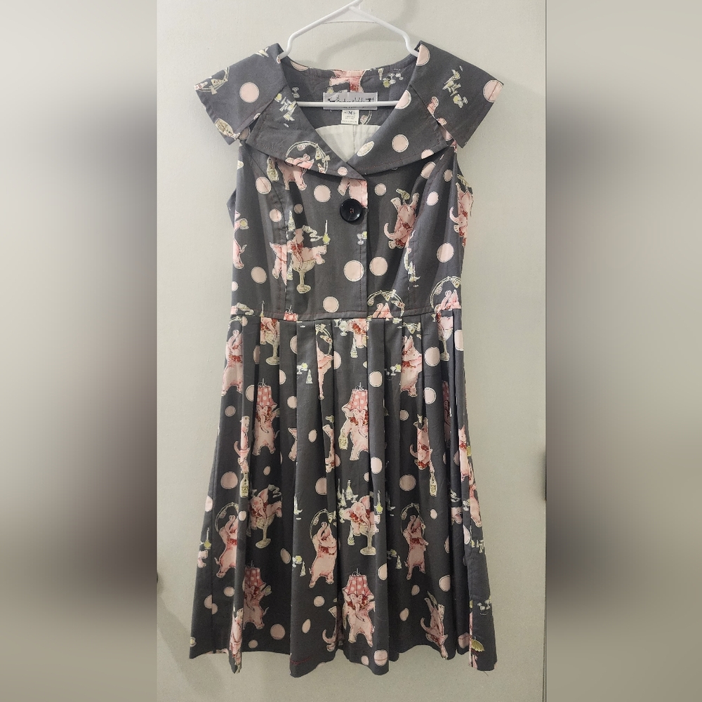 Beebop & Wally New‎ York Floral Polka Dot Dress, Size Medium, Cotton.